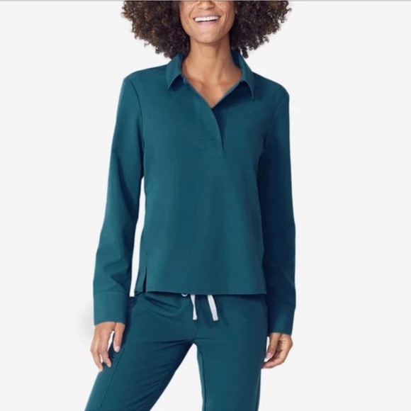 Figs Tops - FIGS Wearfigs Limited Edition Caribbean Blue Watamu Long Sleeve Scrub Top